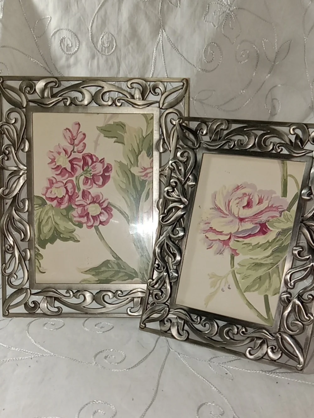2 Pretty Six Trees Ornate Metal Picture Frames
